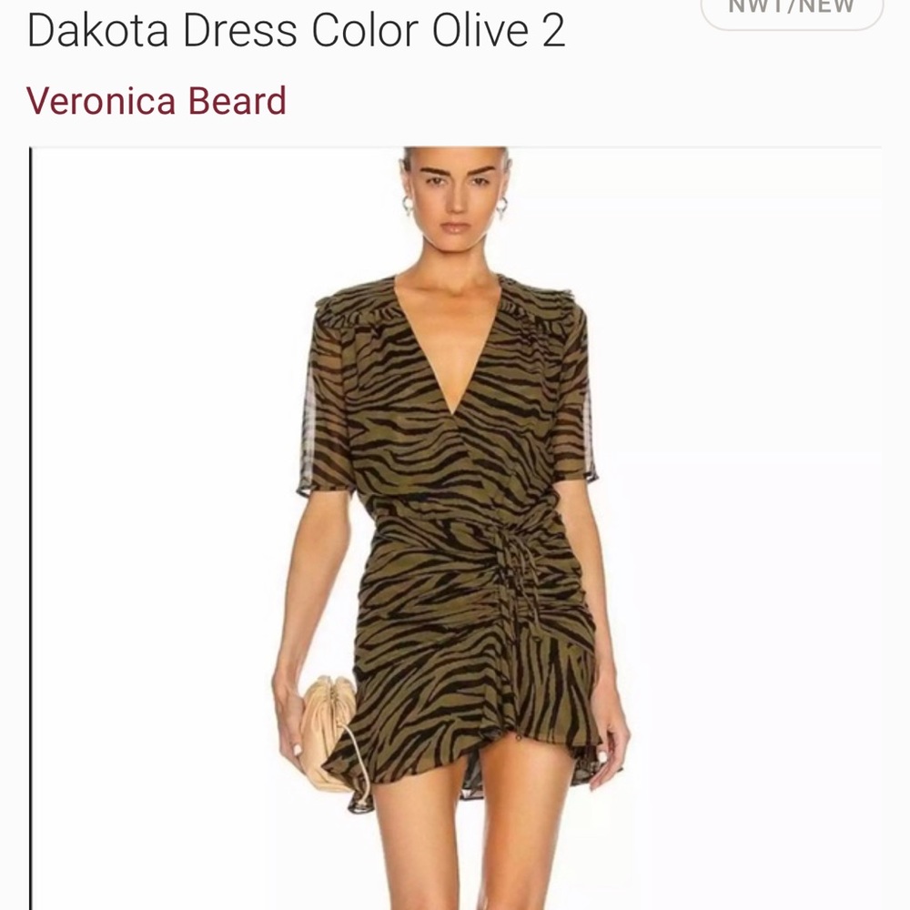 Veronica Beard 
wrap-effect ruched silk chiffon 
mini dress
Size 2